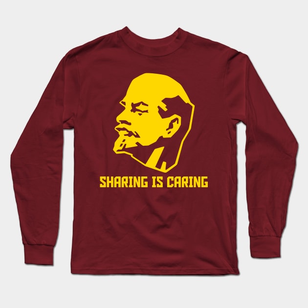 Sharing is Caring - Lenin - Yellow Long Sleeve T-Shirt by kaliyuga